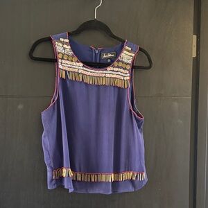 Sam Edelman Royal Blue Beaded Fringe Camisole